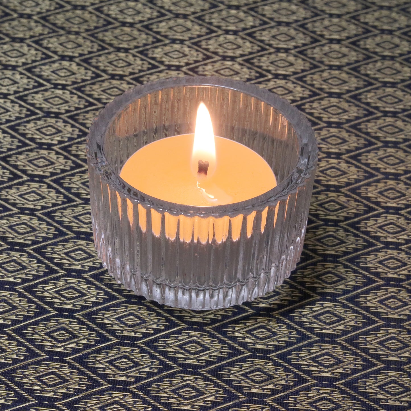10 Beeswax Tea Light Candles & Glass Holder