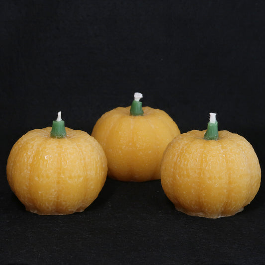 Halloween Pumpkins Solid Beeswax Candles (Set of 3)